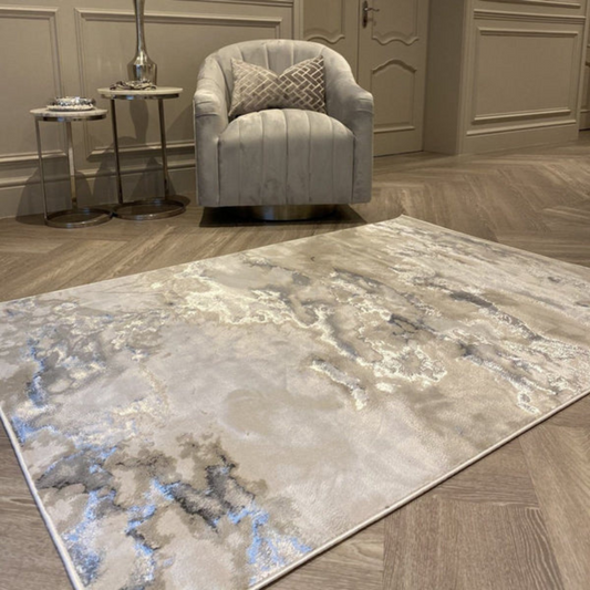 Stunning Abstract & Metallic Marble Living Room Rug