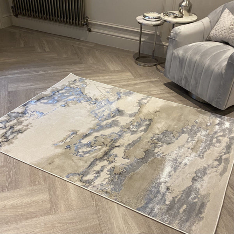 Stunning Abstract & Metallic Marble Living Room Rug