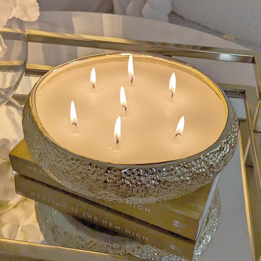 Champagne Metallic Fresh Vanilla Scented Candles