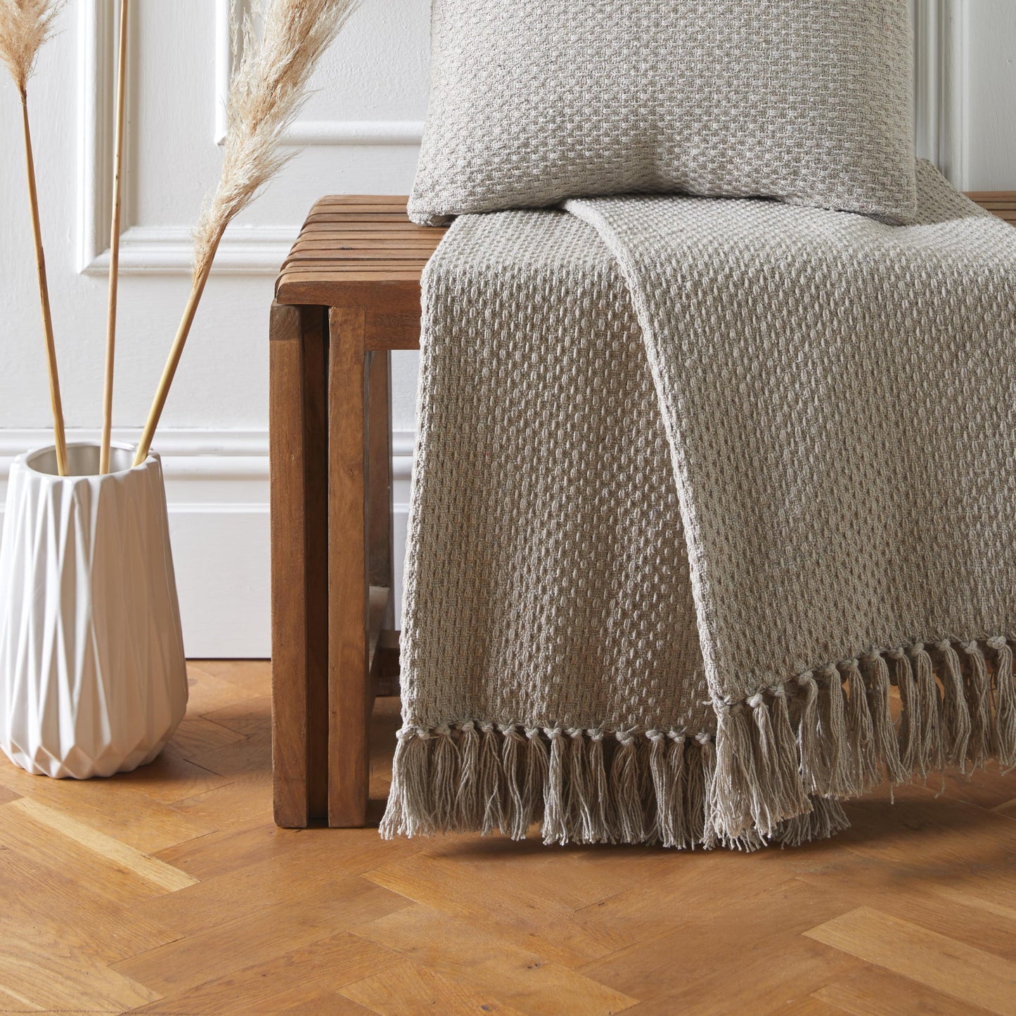 Woven Sofa Throw Blanket & Cushions