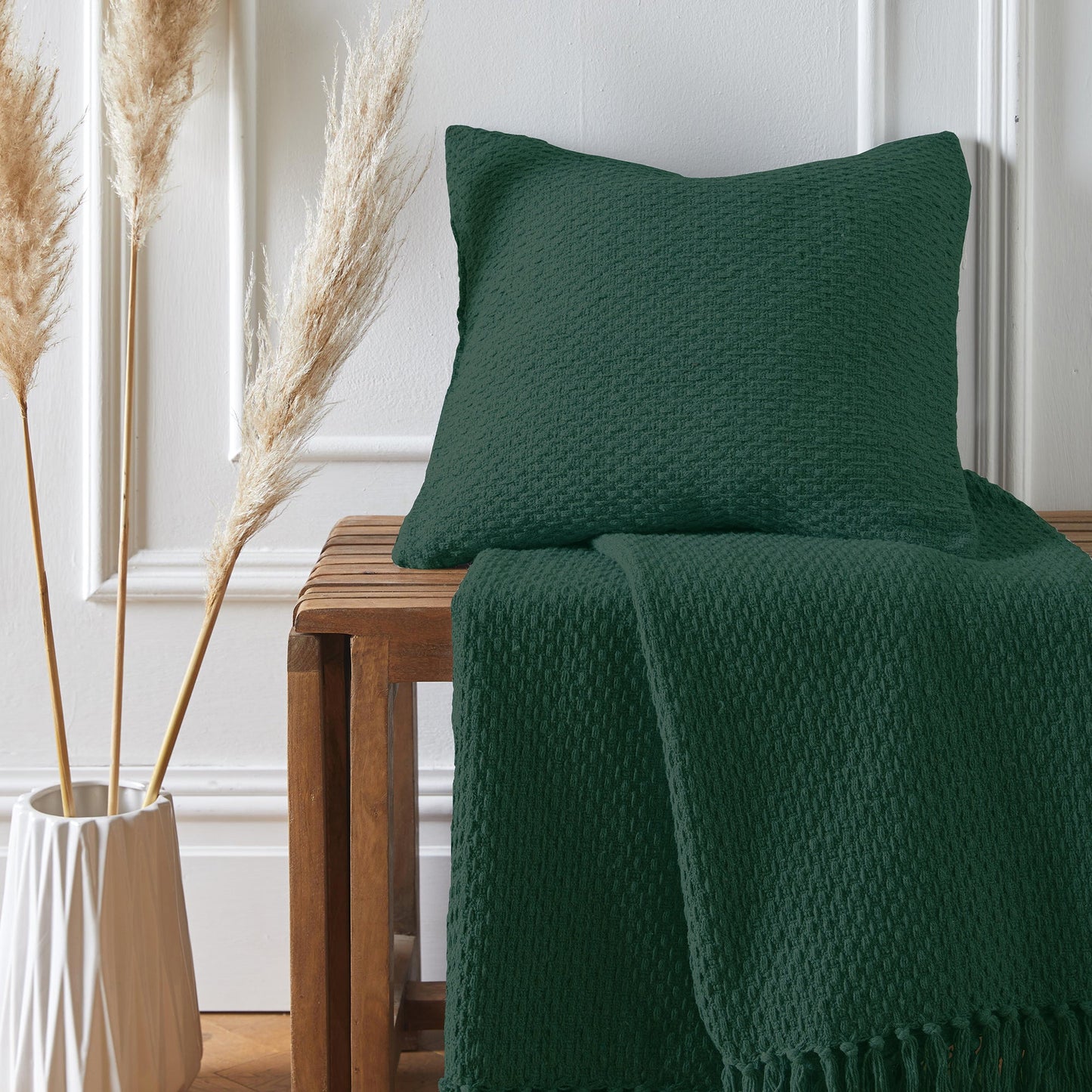 Woven Sofa Throw Blanket & Cushions