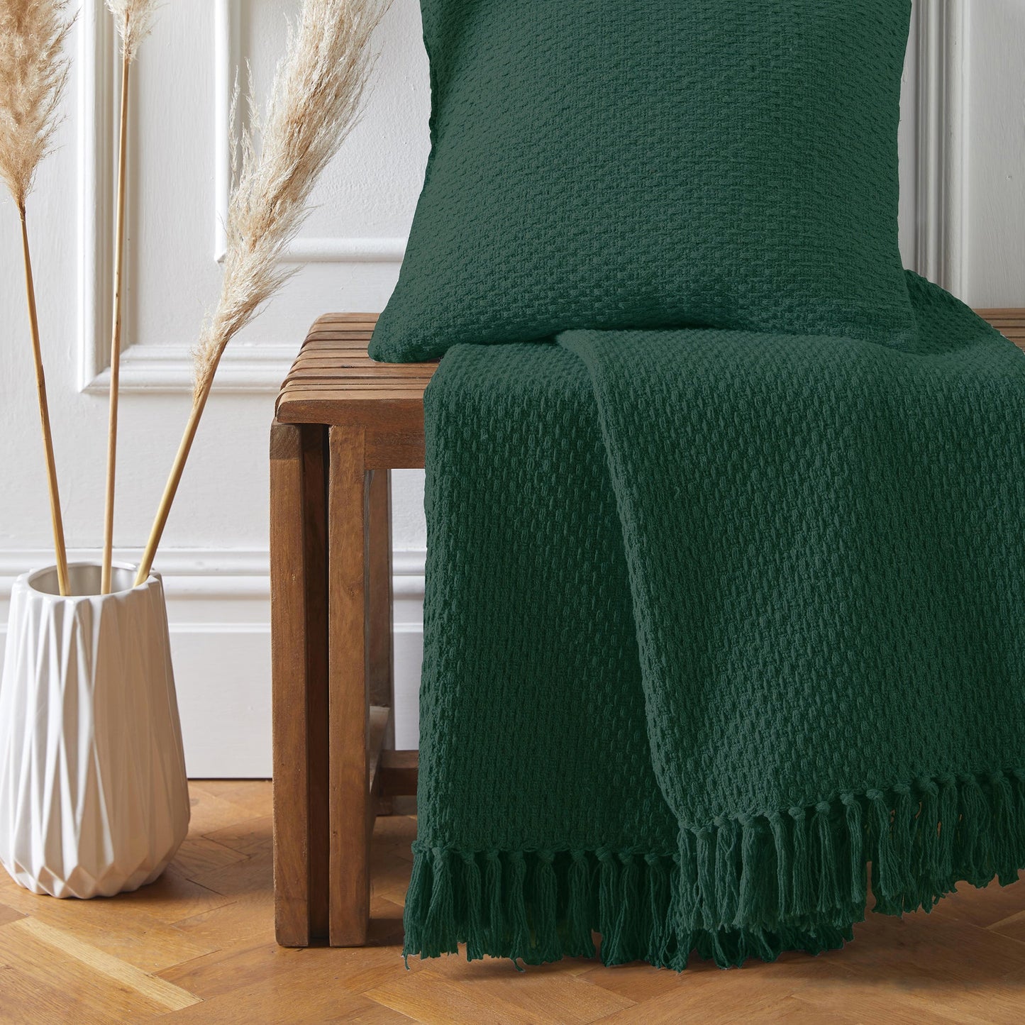 Woven Sofa Throw Blanket & Cushions