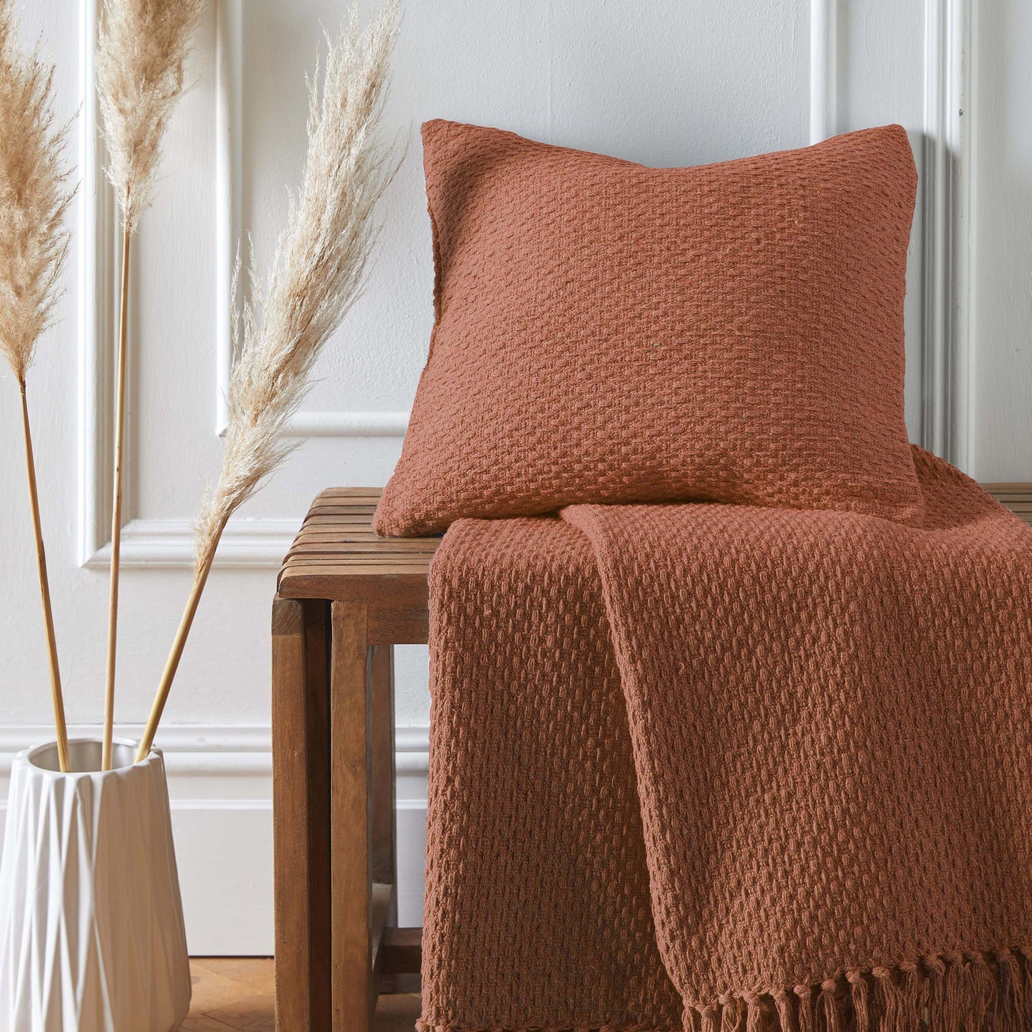 Woven Sofa Throw Blanket & Cushions