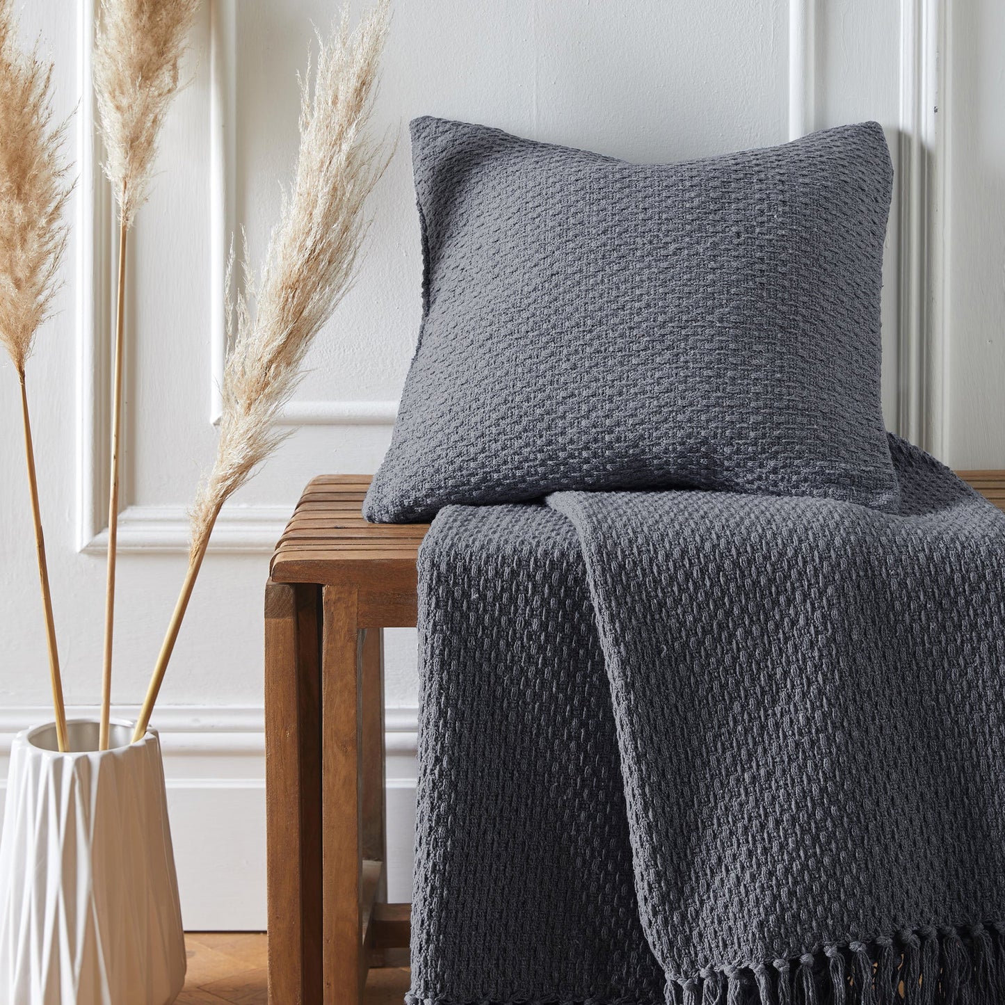 Woven Sofa Throw Blanket & Cushions