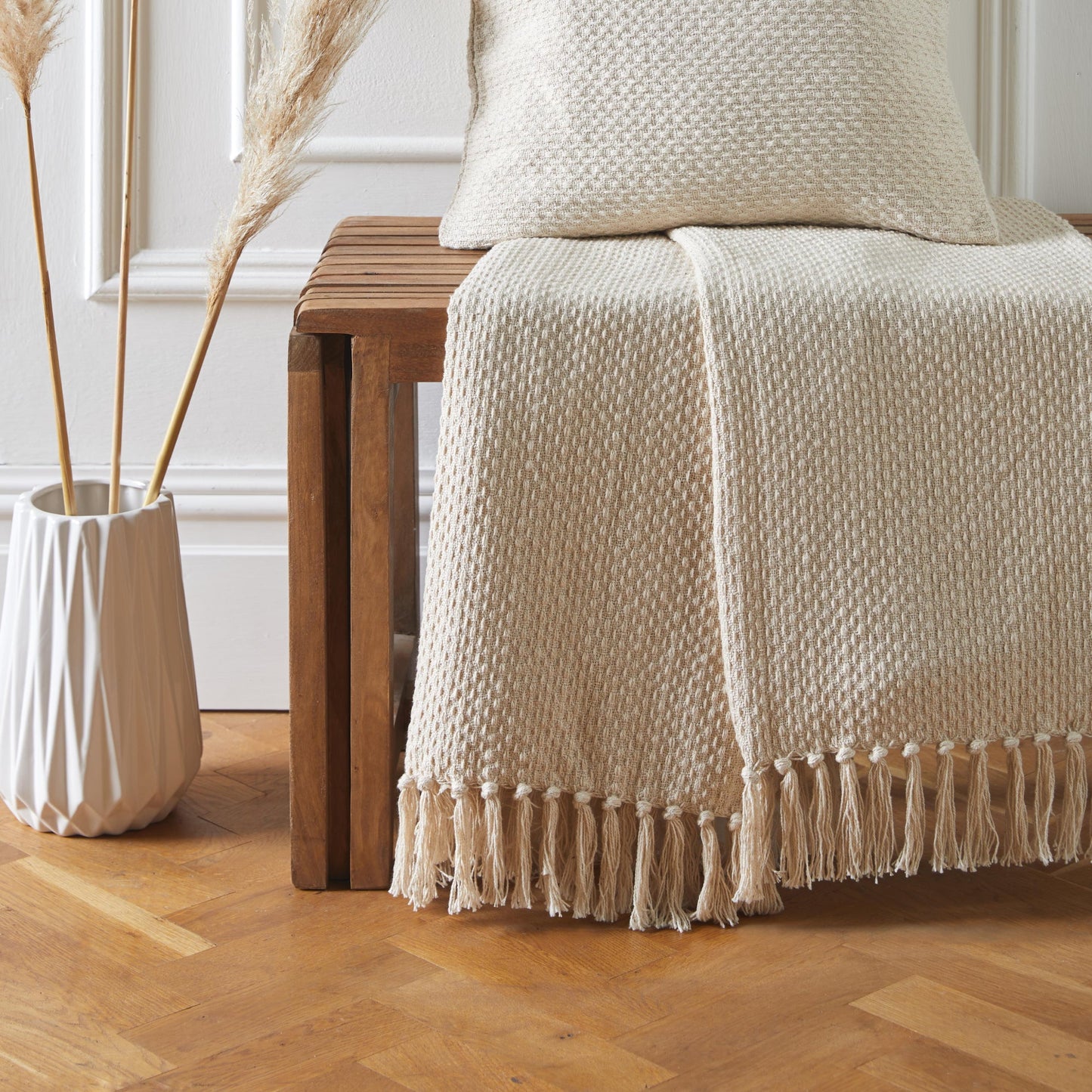 Woven Sofa Throw Blanket & Cushions